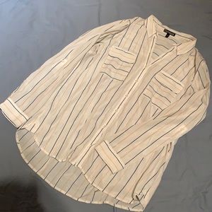 Express striped button down blouse